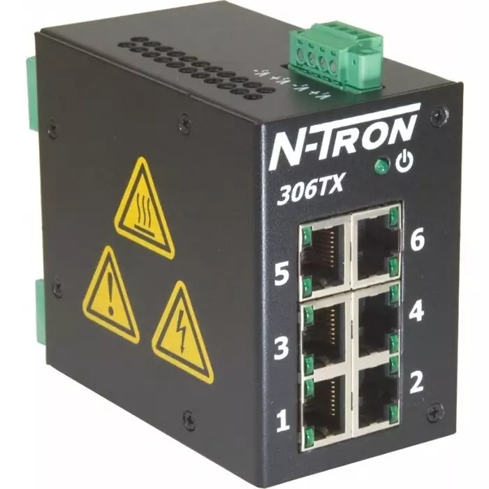 Red Lion TX Series DIN Rail Mount Ethernet Switch, 6 RJ45 Ports, 10/100Mbit/s Transmission, 10 - 30V dc, 306TX