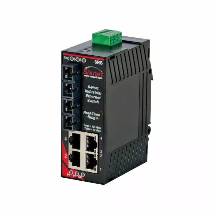 Red Lion SL-6RS Series DIN Rail Mount Ethernet Switch, 4 RJ45 Ports, 10/100Mbit/s Transmission, 10 - 30V dc, SL-6RS-4SC-D1