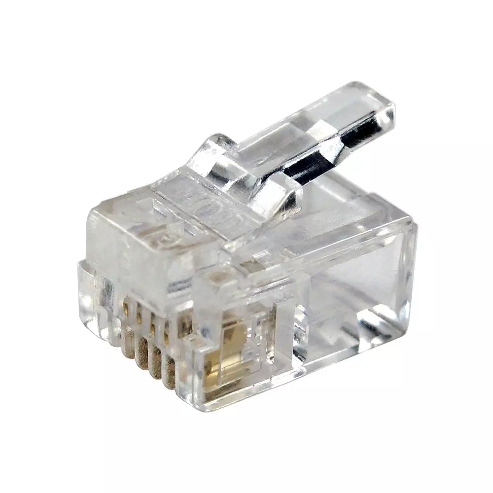 RS PRO RJ11 Connector Male Shielded Straight Crimp Polyvinyl Chloride Gold, 2662642 (Pack of 10 Pcs)