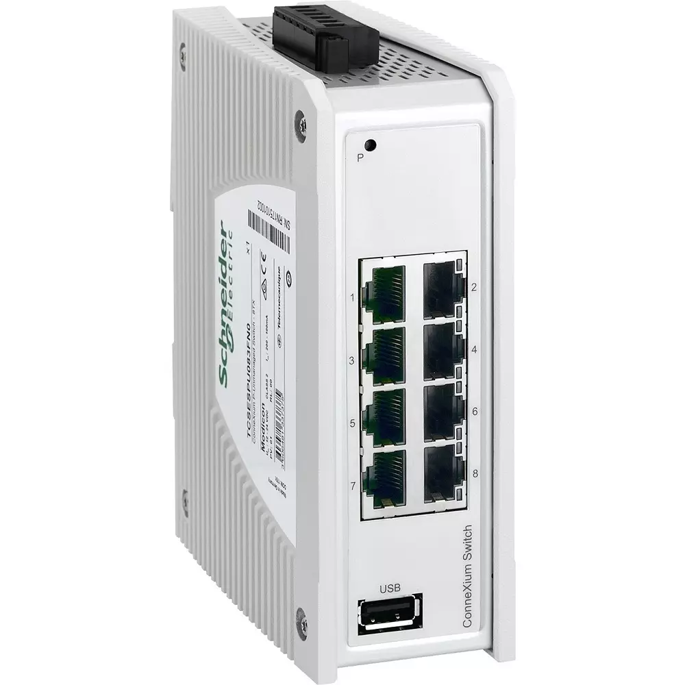 Schneider Electric Industrial Ethernet Switch 12 to 24 V DC (9.6 to 32 V DC) SELV, TCSESPU083FN0