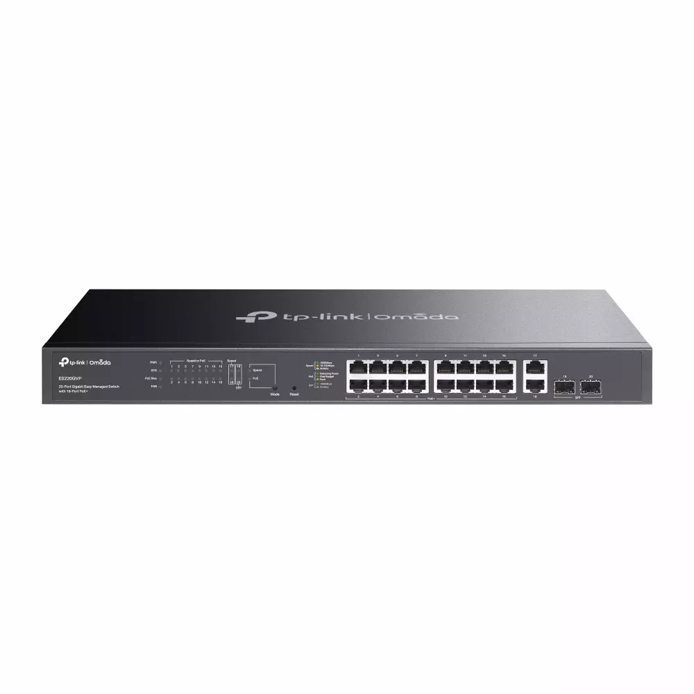 TP-link Managed Ethernet Switch 20-Port 8 K MAC Address 4 Mbit Packet Buffer Memory 40 Gbps Switching Capacity, ES220GMP