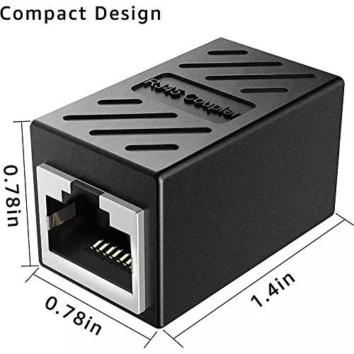 FEDUS RJ45 Ethernet Coupler Female to Female Black Female-to-Female (Pack of 2 Pcs)