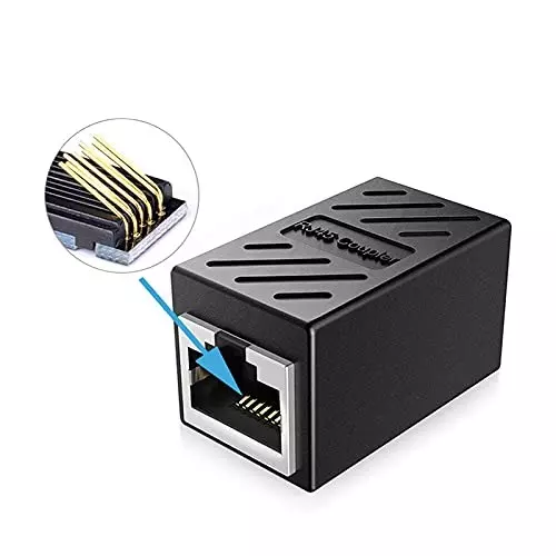 FEDUS RJ45 Ethernet Coupler Female to Female Black Female-to-Female (Pack of 3 Pcs)