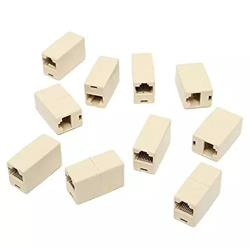 FEDUS RJ45 Ethernet Coupler Female to Female Beige Female-to-Female (Pack of 10 Pcs)