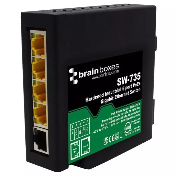 BRAINBOXES Unmanaged Ethernet Switch Ethernet Interface, SW-735