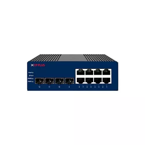 CP PLUS 8 Ports Gigabit Managed PoE Switch With 4 SFP Ports 8K MAC Address List, CP-ANW-GPM8F4T-N30