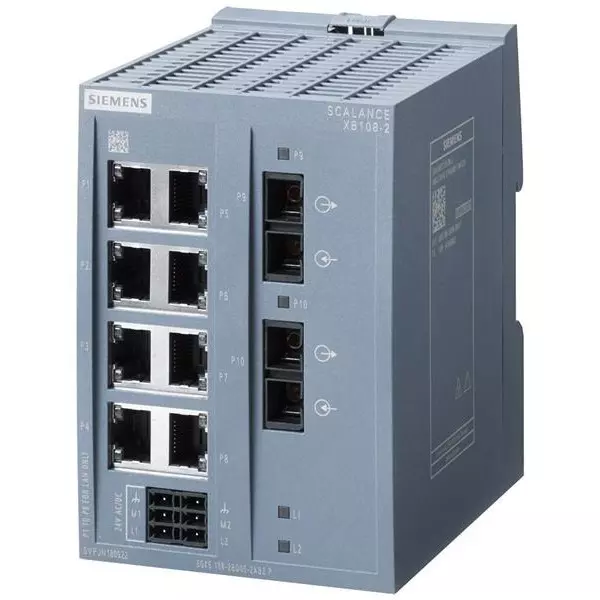 Siemens Unmanaged Ethernet Switch Ethernet, Fiber Optic Interface, 6GK51082BD002AB2