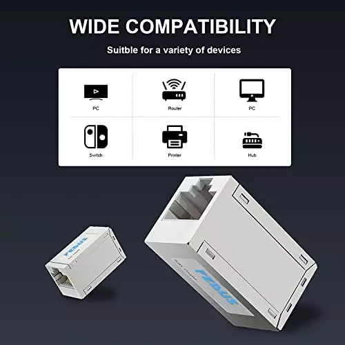 FEDUS RJ45 Ethernet Coupler Female to Female Silver Female-to-Female (Pack of 5 Pcs)