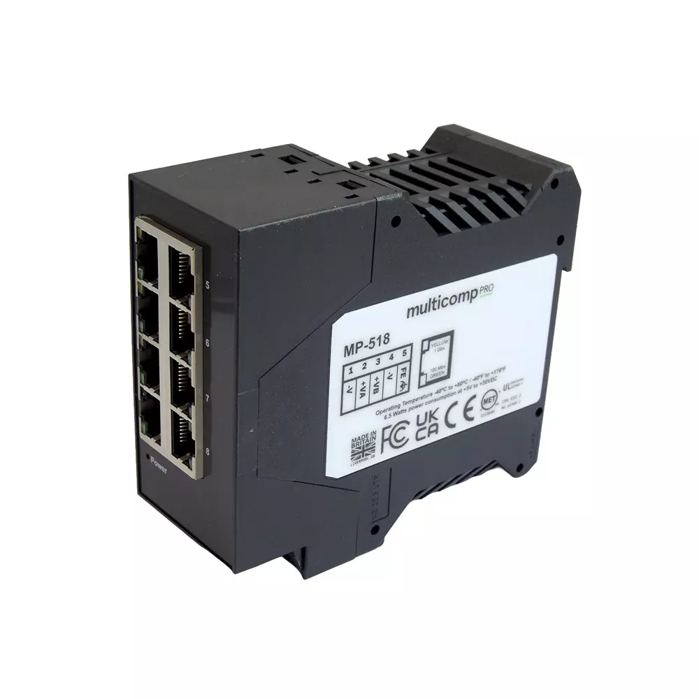 MULTICOMP PRO Gbit Enet Sw 8 Ports No. of Gigabit Ethernet Type RJ45x8 Port Types, MP-518