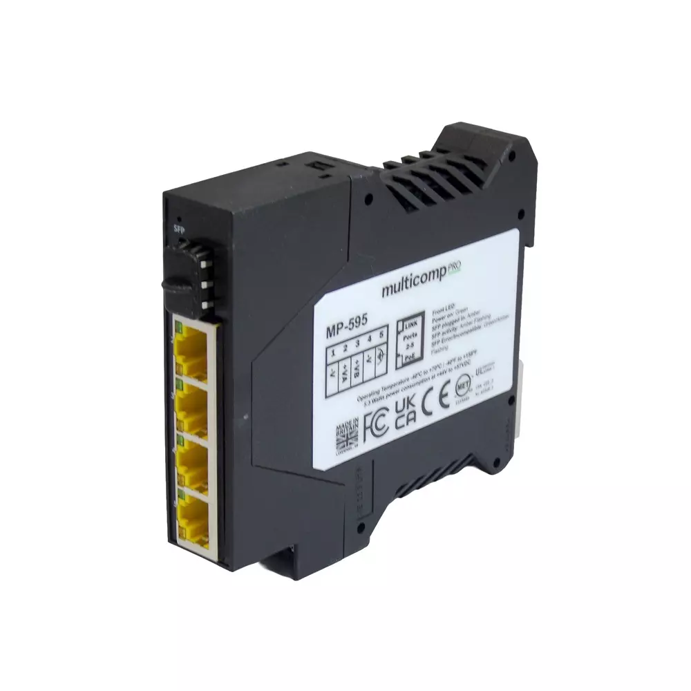 MULTICOMP PRO Gbit Poe+ Enet Sw 5 Ports No. of Gigabit Ethernet Type RJ45x4, SFPx1 Port Types, MP-595