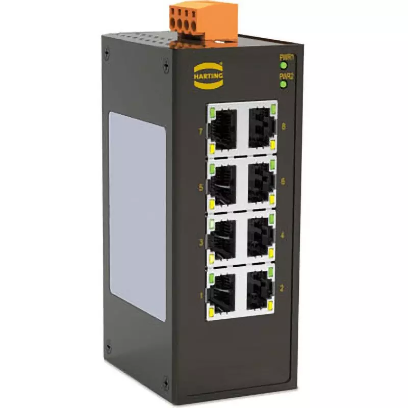Harting Industrial Ethernet Switch DC 12 to 48/AC18 to 30 V, ECON3080-E-EIP-8T-LV-LV