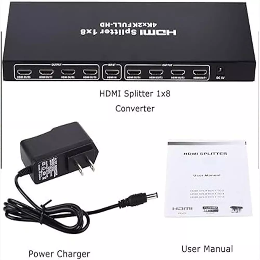 LOTA High-Speed 1x8 HDMI Splitter Black 1 Input & 8 Output Ports, MST-842-LT
