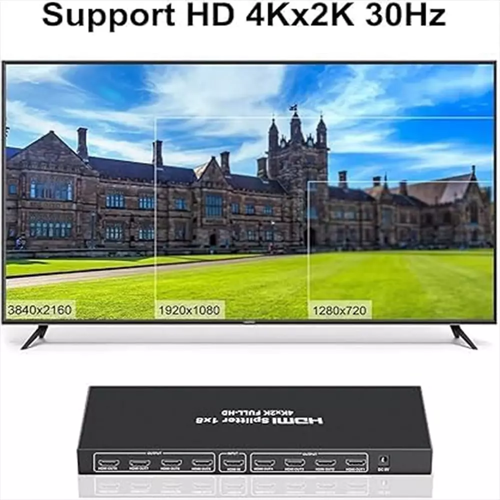 LOTA High-Speed 1x8 HDMI Splitter Black 1 Input & 8 Output Ports, MST-842-LT