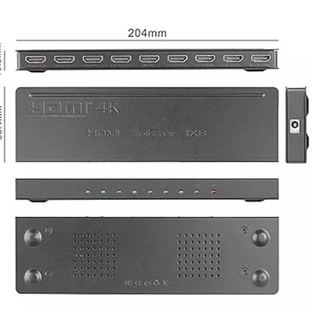 LOTA High-Speed 1x8 HDMI Splitter Black 1 Input & 8 Output Ports, MST-842-LT
