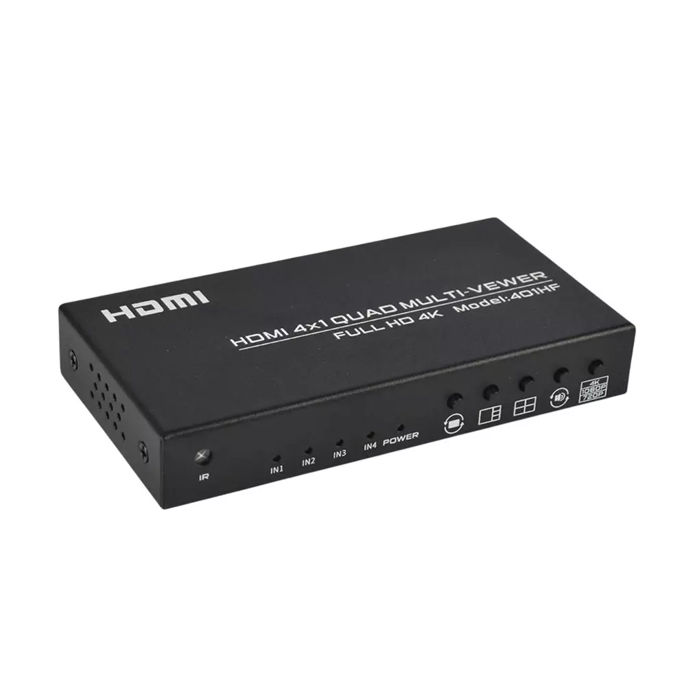 Shield Plus 4x1 HDMI Quad Multiviewer 4Kx2K @30 Hz Resolution Support DC 5 V Adapter Power Supply, Black