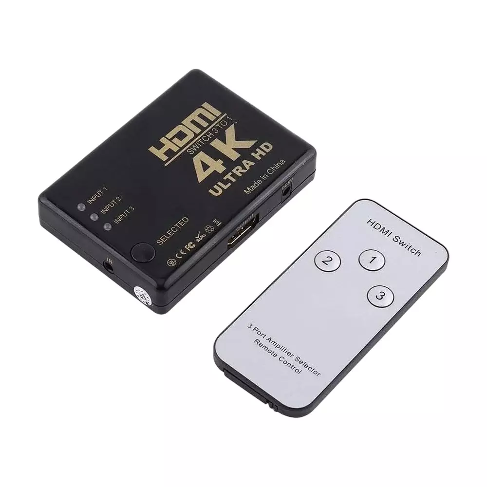 LOTA High-Speed 3x1 HDMI Switch Black 3 Input & 1 Output Ports with Remote, MST-834-LT