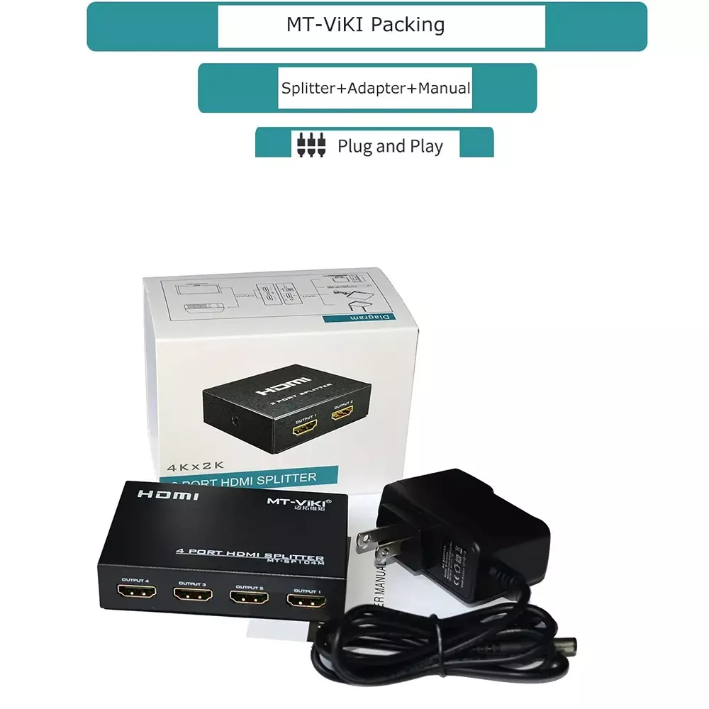 shield-plus-hdmi-splitter-4-ports-up-to-15-m-24-awg-transmission-distance-3840x2160p60-hz-resolution-support