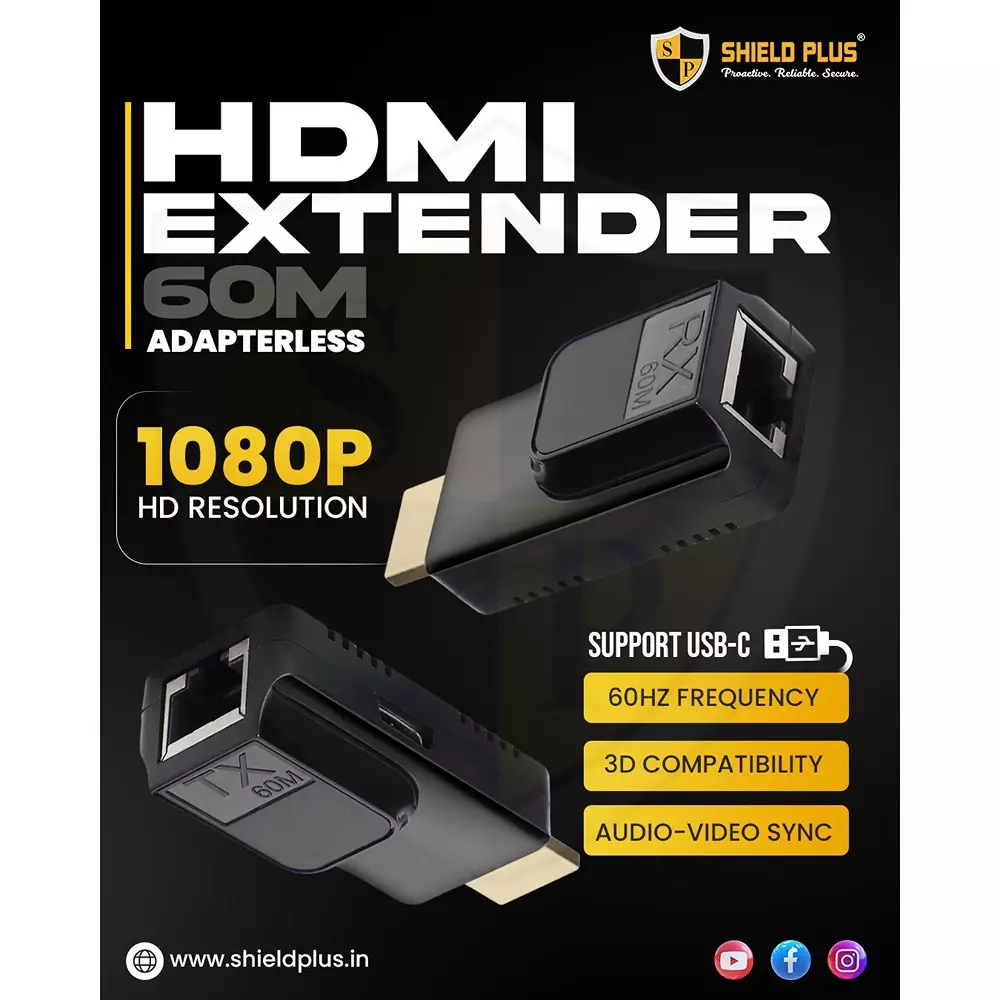 shield-plus-hdmi-extender-adapterless-abs-plastic-up-to-60-m-transmission-distance-black