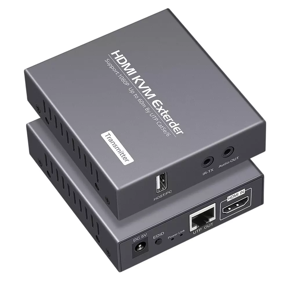Shield Plus HDMI KVM USB Extender Aluminium Alloy Up to 60 m Transmission Distance Black