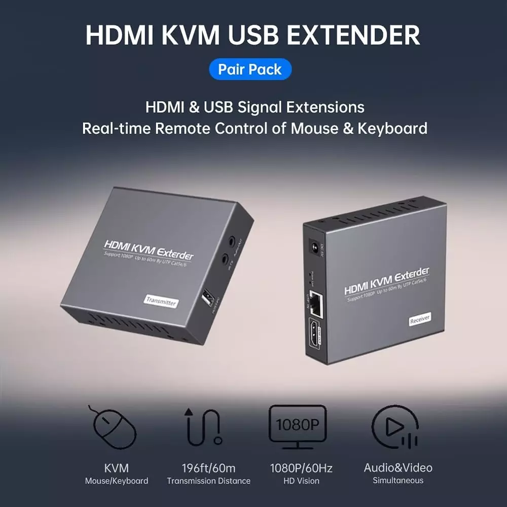 shield-plus-hdmi-kvm-usb-extender-aluminium-alloy-up-to-60-m-transmission-distance-black