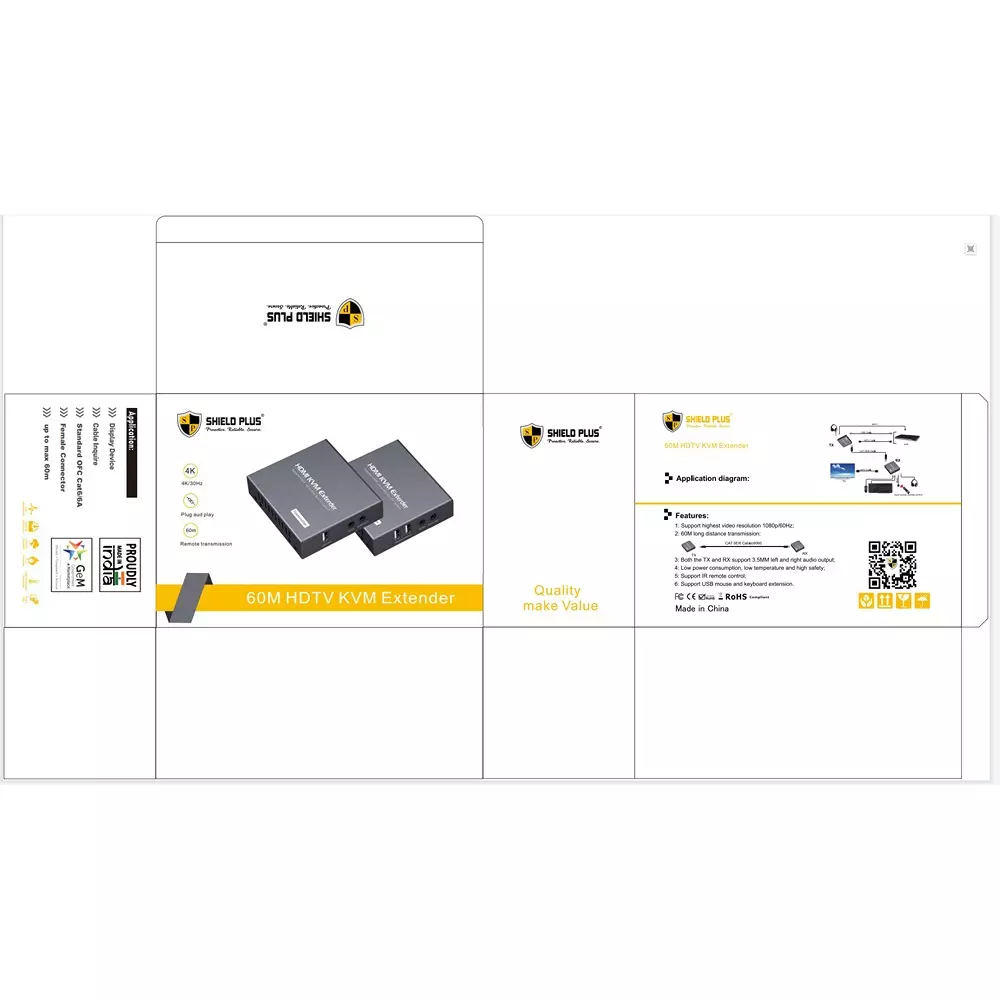 shield-plus-hdmi-kvm-usb-extender-aluminium-alloy-up-to-60-m-transmission-distance-black