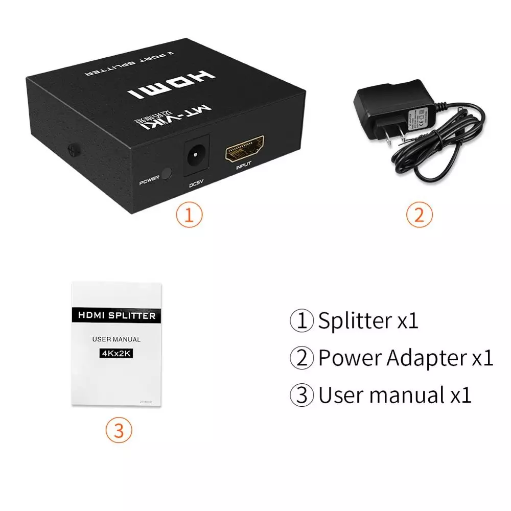 shield-plus-hdmi-splitter-2-ports-up-to-15-m-24-awg-transmission-distance-3840x2160p60-hz-resolution-support-pack-of-10-pcs