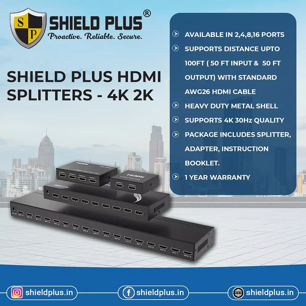 shield-plus-hdmi-splitter-2-ports-up-to-15-m-24-awg-transmission-distance-3840x2160p60-hz-resolution-support-pack-of-10-pcs