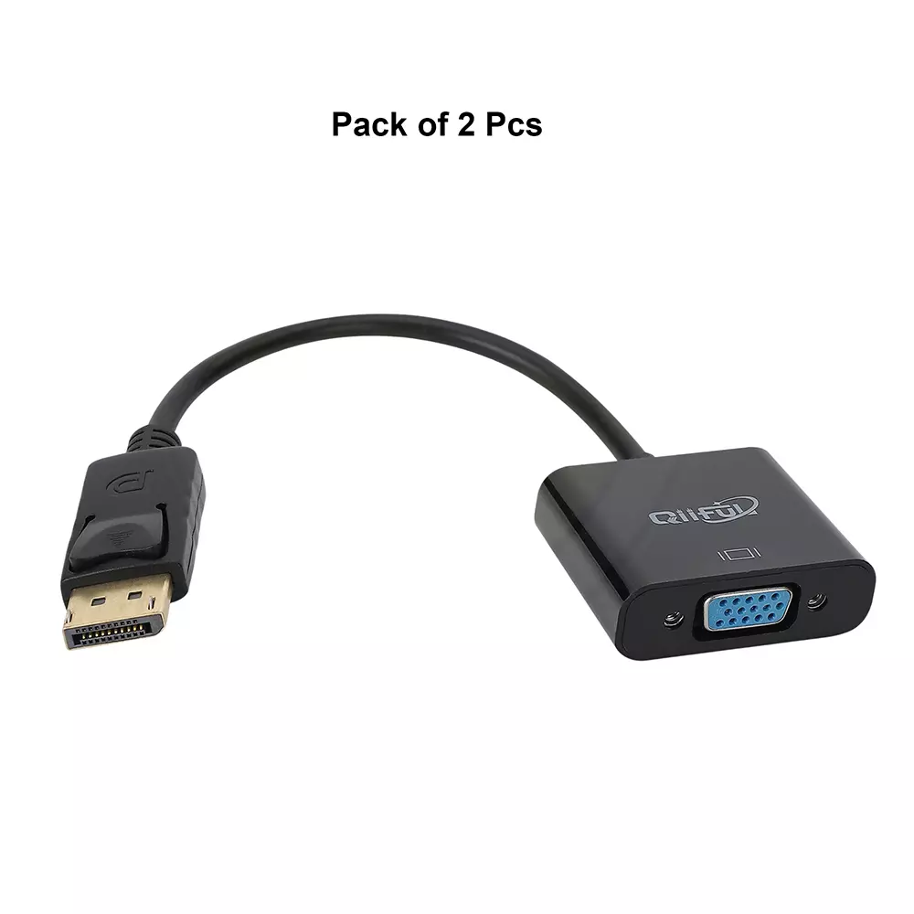 shield-plus-dp-to-vga-adapter-converter-up-to-1920x1080p-60-hz-full-hd-resolution-support-black-pack-of-2-pcs