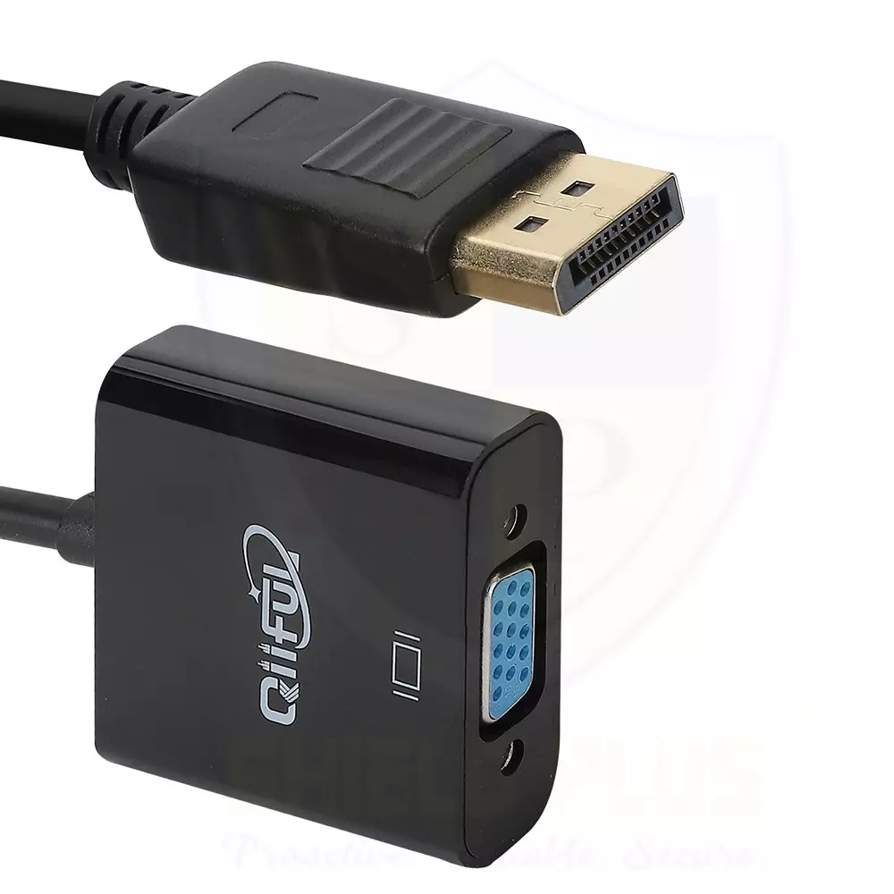 shield-plus-dp-to-vga-adapter-converter-up-to-1920x1080p-60-hz-full-hd-resolution-support-black-pack-of-2-pcs