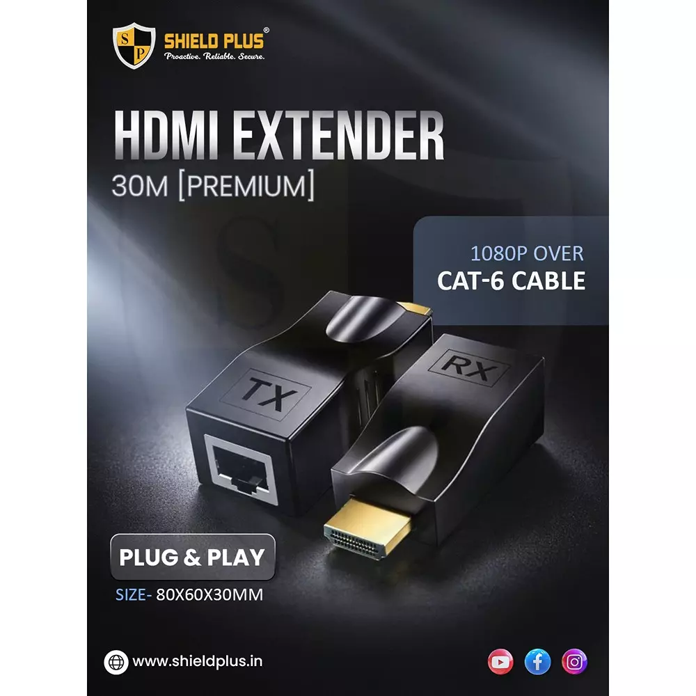 shield-plus-premium-hdmi-extender-abs-plastic-up-to-30-m-transmission-distance-165-gbps-signal-rate-black
