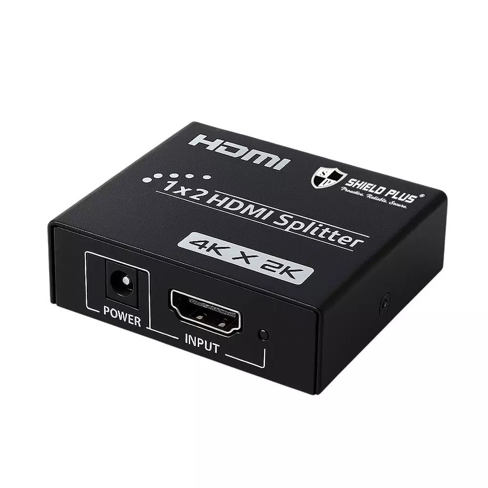Shield Plus Mini HDMI Video Splitter 2 Ports DC 5 V/500-1000 mA Power 3840x2160p/30 Hz Resolution Support, SP-SM4K102 (Pack of 10 Pcs)