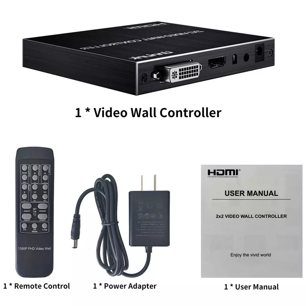 shield-plus-2x2-hdmi-video-wall-controller-5v2a-or-12v-power-supply-1920x1080-pixels-output-pack-of-2-pcs