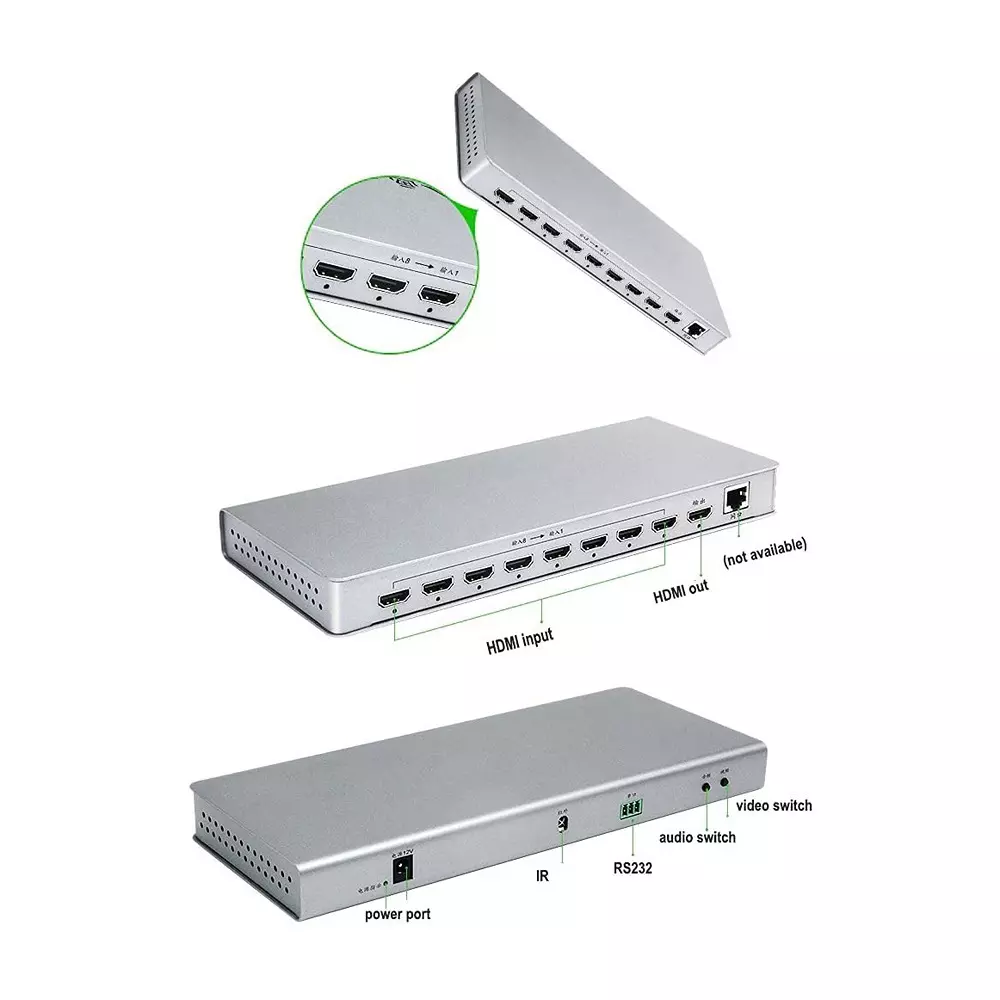 shield-plus-8x1-hdmi-octa-multiviewer-15-m-transmission-distance-dc-12-v2-a-adapter-power-supply-silver-pack-of-2-pcs