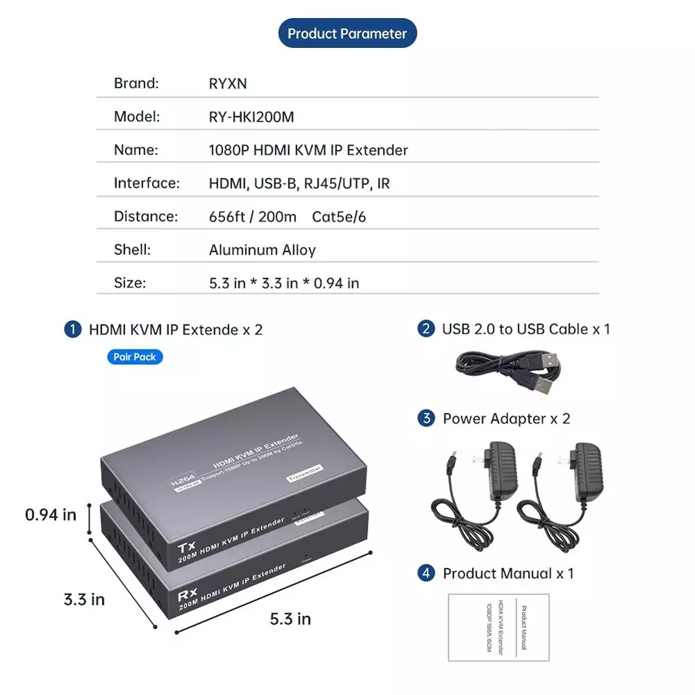 shield-plus-hdmi-kvm-usb-ip-extender-aluminium-alloy-up-to-200-m-transmission-distance-black