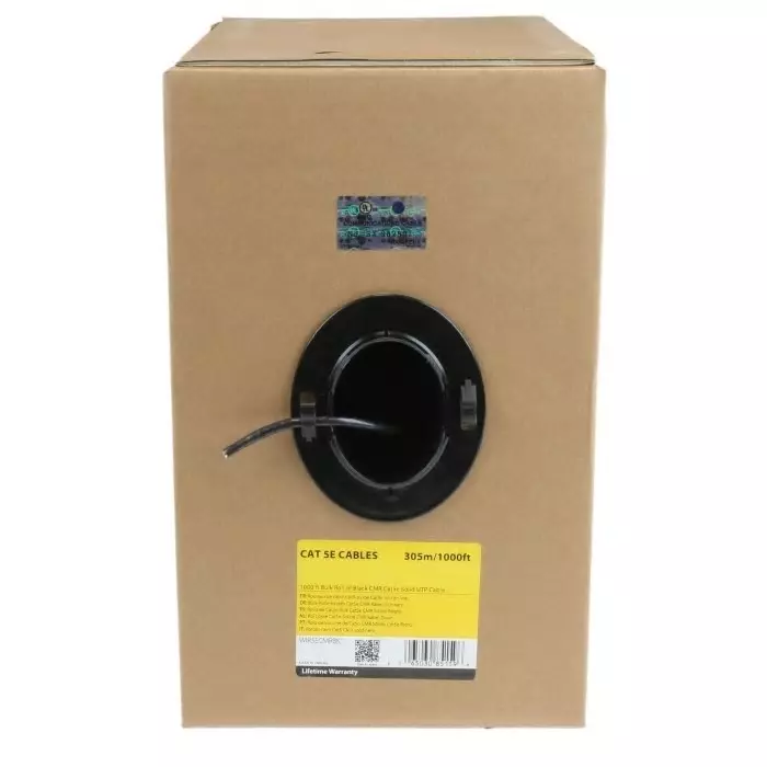 StarTech.com LAN Cable 305 m Cat5e Black U/UTP Unshielded Unterminated PVC Sheath, WIR5ECMRBK