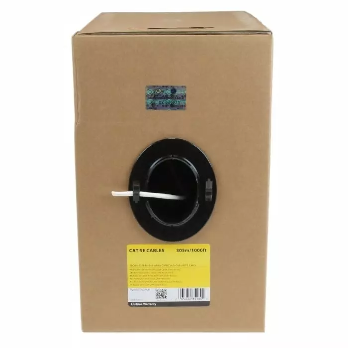 StarTech.com LAN Cable 305 m Cat5e White U/UTP Unshielded Unterminated PVC Sheath, WIR5ECMRWH