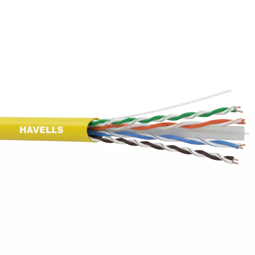 Havells Computer LAN Cable UTP CAT 6-24 AWG 305 m Length Yellow with Star Separator, WHLJDSYRCAT6