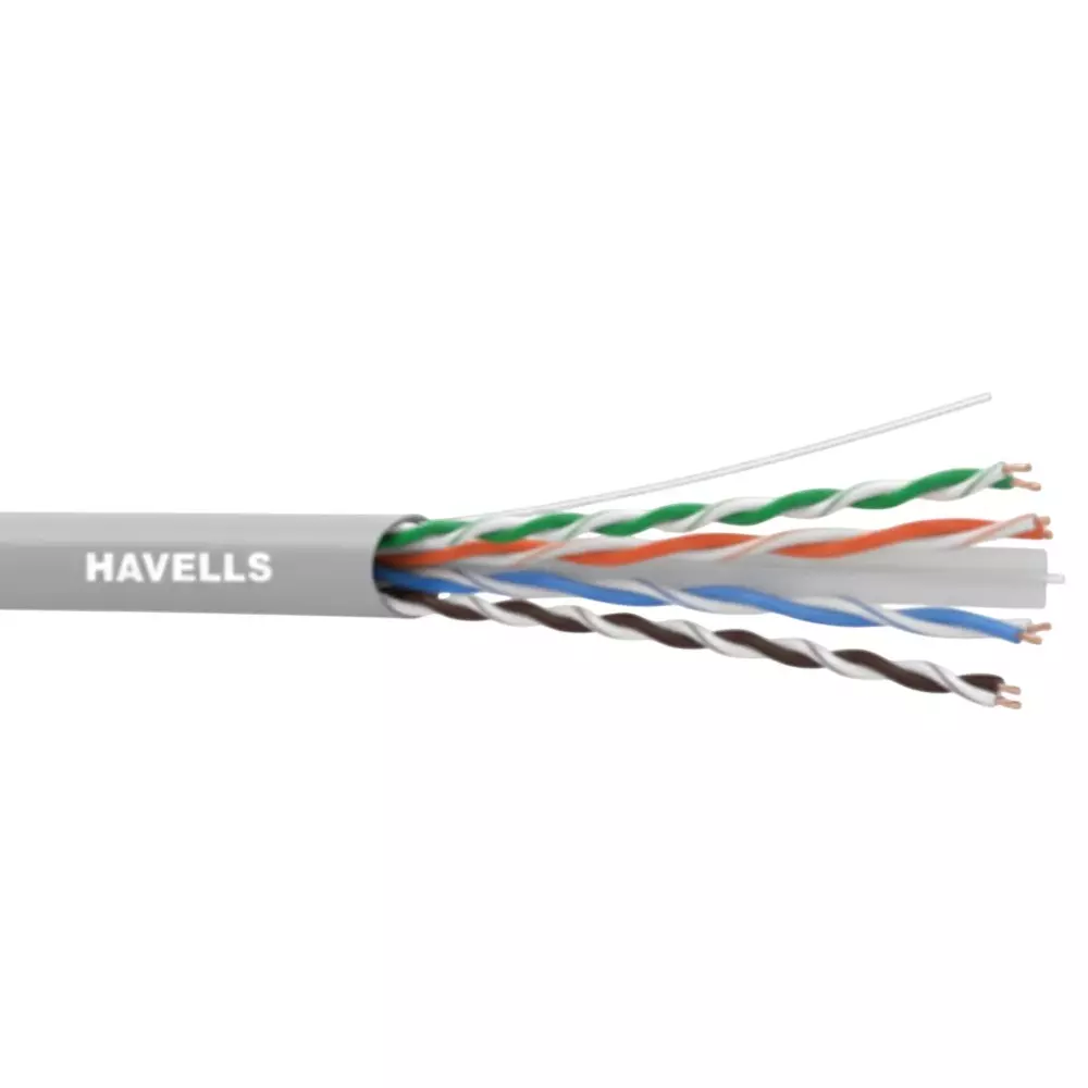 Havells Computer LAN Cable UTP CAT 6-24 AWG 100 m Length Grey with Star Separator, WHLJDSEBCAT6