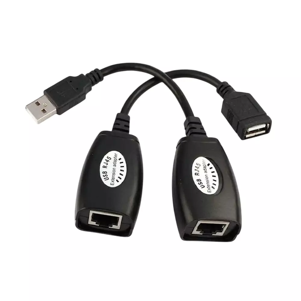 Shield Plus ECO USB to LAN Extender ABS Plastic 45 m (150 ft) Extension Distance, Black (Pack of 10 Kit)