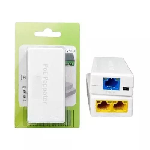 PremiumAV POE Networking Extender Device 10-100 Mbps Data Transfer Speed 2 Cameras Support up to 100 m Range, MST-3168