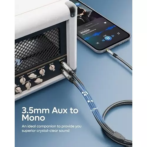 FEDUS 3.5mm TRS to Dual 6.35 mm TS Mono Stereo Y-Cable Splitter Cord 5 m