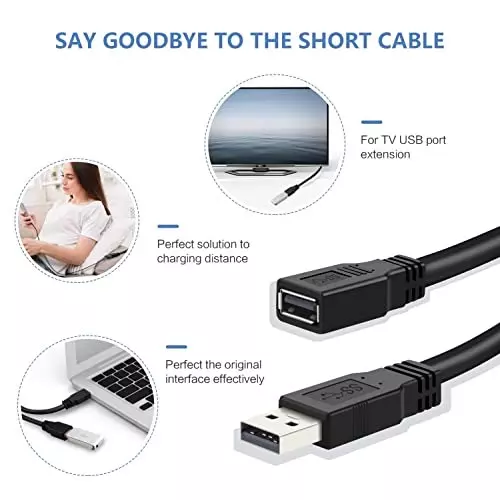 FEDUS 2.0 USB Extension Cable Male to Female Black 1 m