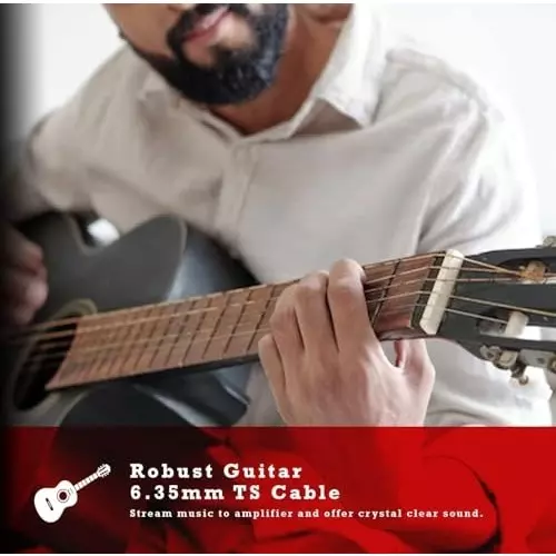 FEDUS Mono to Mono Guitaar Jack Cable Black 1.2 m for Mixer, Microphone, Electric Guitar, Amplifier, Stereo Speaker
