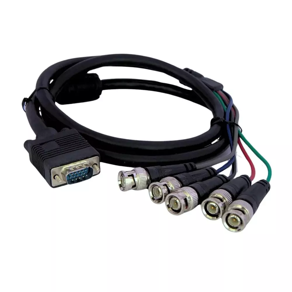 SETMI INDIA VGA to 5 BNC Plug Cable Male to 1.5 m, Black