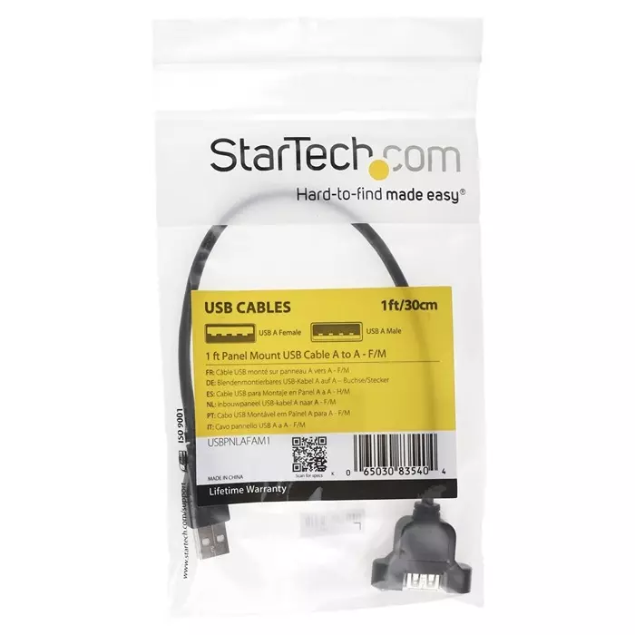 StarTech.com Male USB A to Female USB A Cable 480 Mbps USB 2.0 300 mm, USBPNLAFAM1