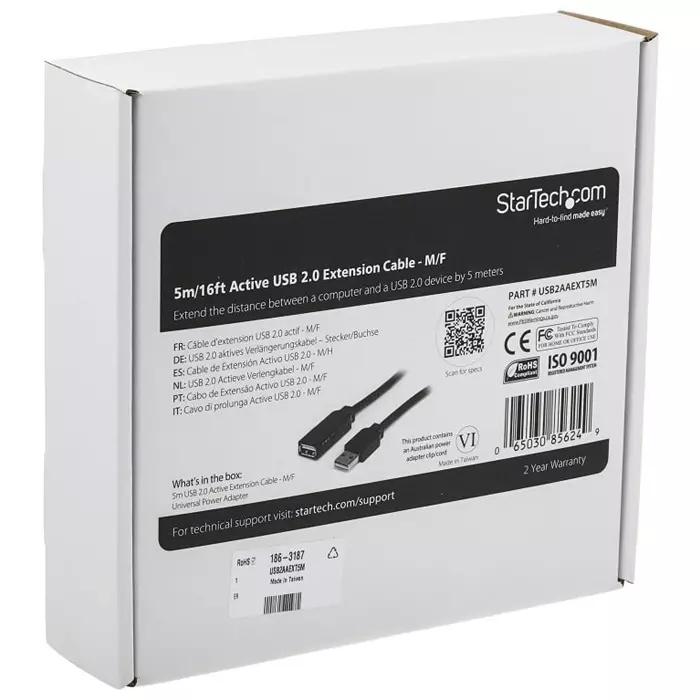 StarTech.com Male USB A to Female USB A Cable 480 Mbps USB 2.0 5 m, USB2AAEXT5M