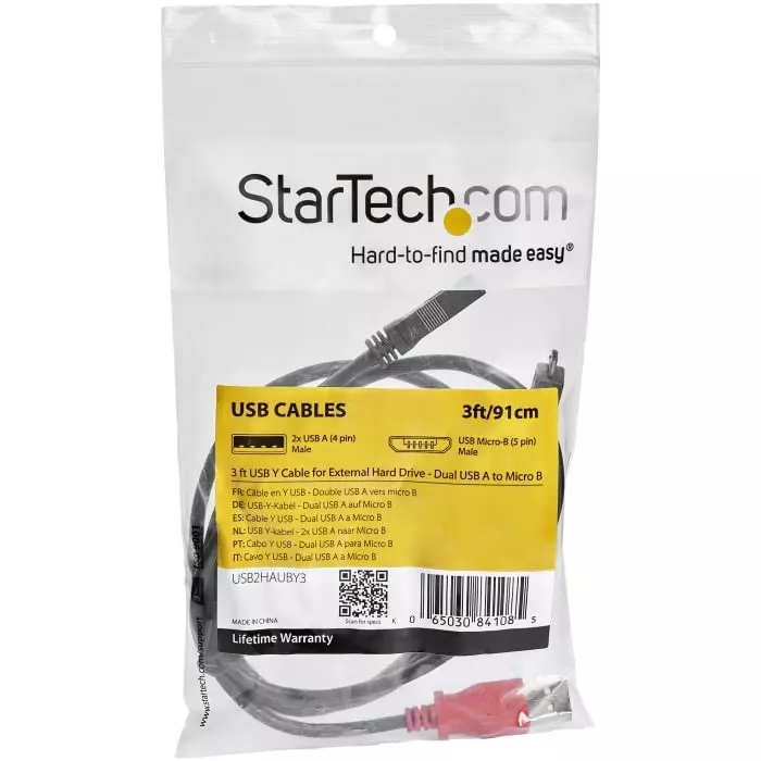 StarTech.com Male USB A to Male Micro USB B Cable 480 Mbps USB 2.0 0.9m, USB2HAUBY3