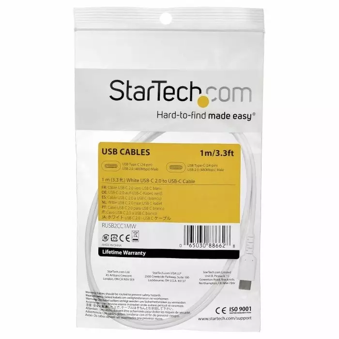 StarTech.com Male USB-C to Male USB-C Cable 480 Mbps USB 2.0 1m, RUSB2CC1MW