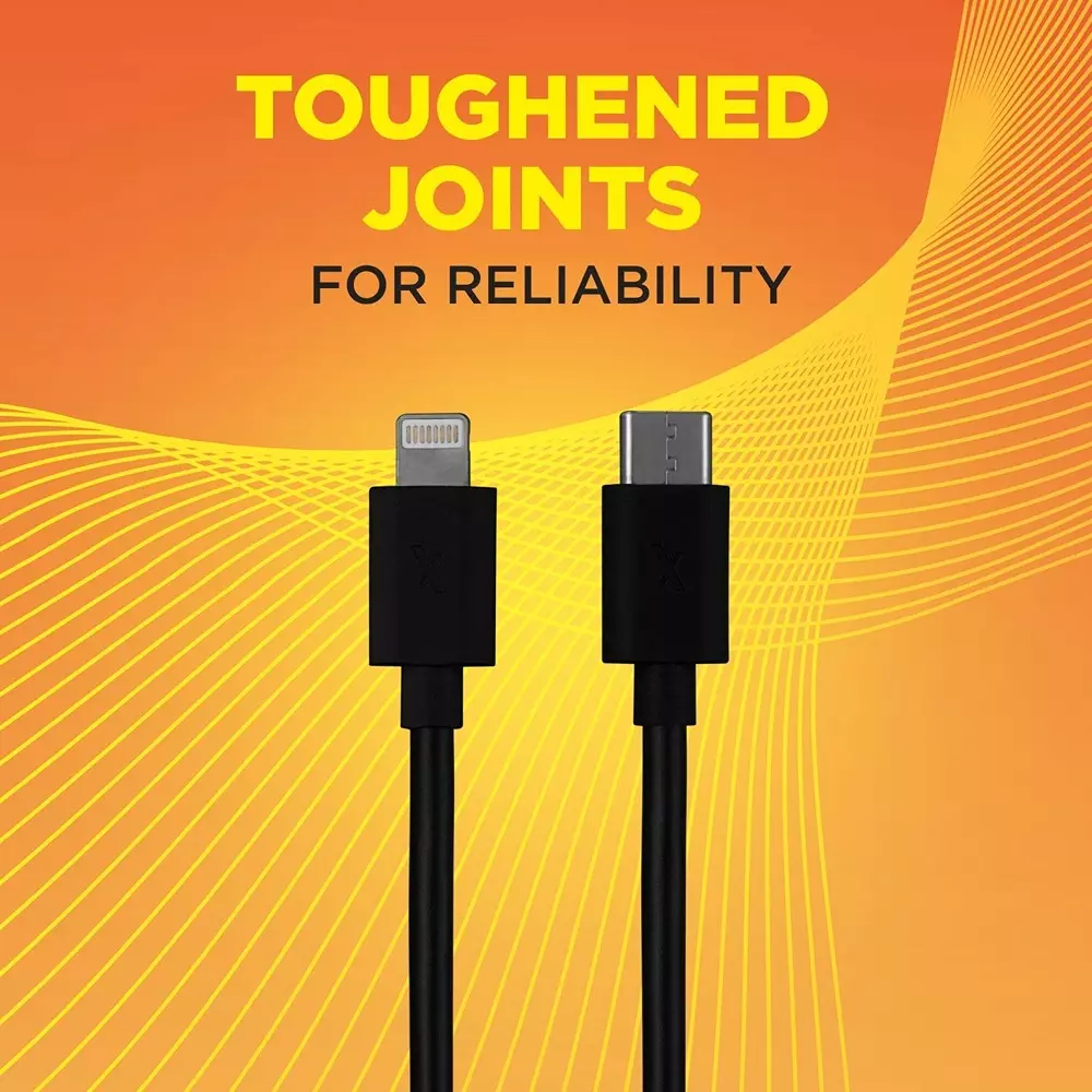 Flix Beetel USB Type C to Lightning Cable 18 W 480 Mbps Data Transfer Rate 1.2 m Cable Length Black, XCD-L201