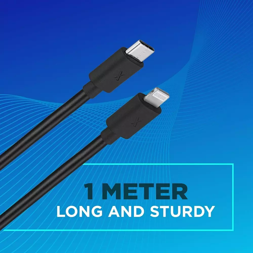 Flix Beetel USB Type C to Lightning Cable 18 W 480 Mbps Data Transfer Rate 1.2 m Cable Length Black, XCD-L201